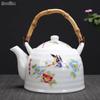Large Capacity Ceramic High Temperature Teapot with Handle and Filter White Porcelain Restaurant Tea Pot