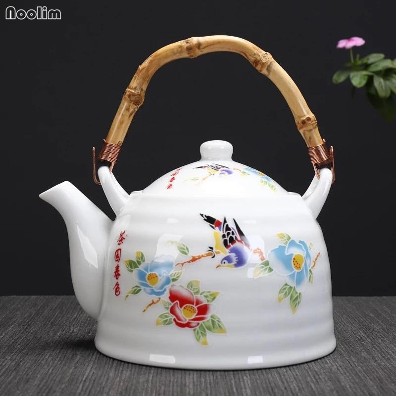 Large Capacity Ceramic High Temperature Teapot with Handle and Filter White Porcelain Restaurant Tea Pot