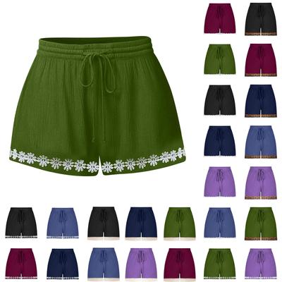 Шорты для женщин однотонные повседневные модные шорты. Мягкие шорты из хлопка и льна с эластичной резинкой на талии