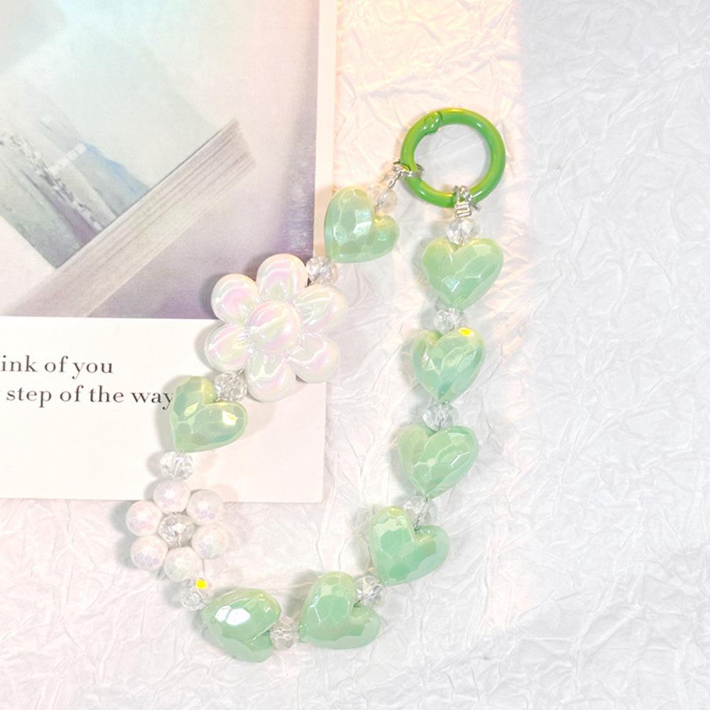 Short Style Sweet Mobile Phone Lanyard Pendant Crystal Bead Phone Chain Girl Gift