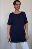 Женская стильная футболка большого размера, темно-синяя футболка из вискозы из чесаного хлопка со сборками, с укороченной передней и задней частью