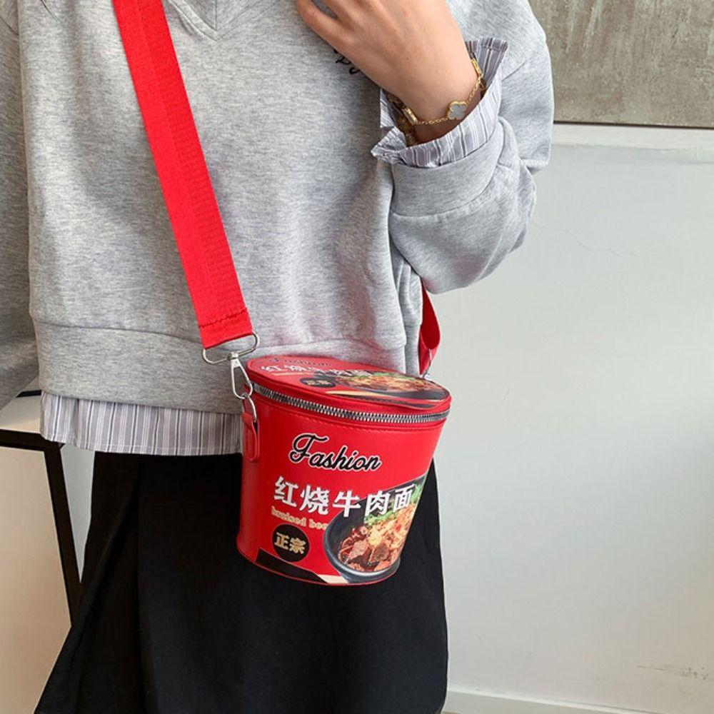 Shoulder Bag Instant Noodles Crossbody Bags Crossbody Bag Large Capcity Reusable Bucket Bag Solid Color Zipper Shoulder Bag
