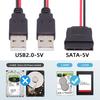 U2-070-2P Кабель питания DC 5V Dual USB на SATA 15-Pin для 2,5-дюймового SATA HDD SSD дисковода, 5V 2A Макс