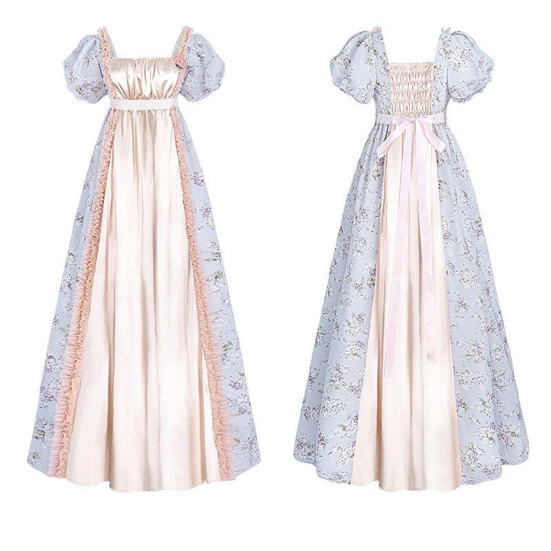 Medieval Victorian Elegant Gown Ball Dress Women High Waisted Tea Party Dress Stage Performance Halloween Carnival Costume