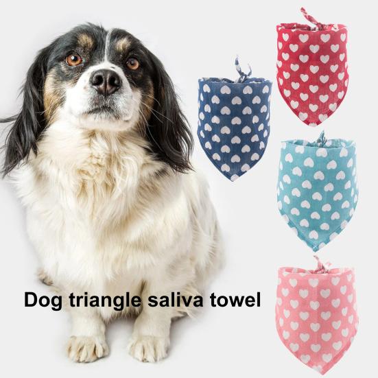 Банданы для собак, моющийся дышащий шейный платок с рисунком сердца, нагрудник для домашних животных, треугольный шарф