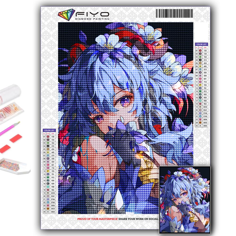 DIY 5D алмазная живопись Genshin и цветок, набор для вышивки крестом, полная дрель, вышивка, мозаика, художественная картина, стразы, подарок