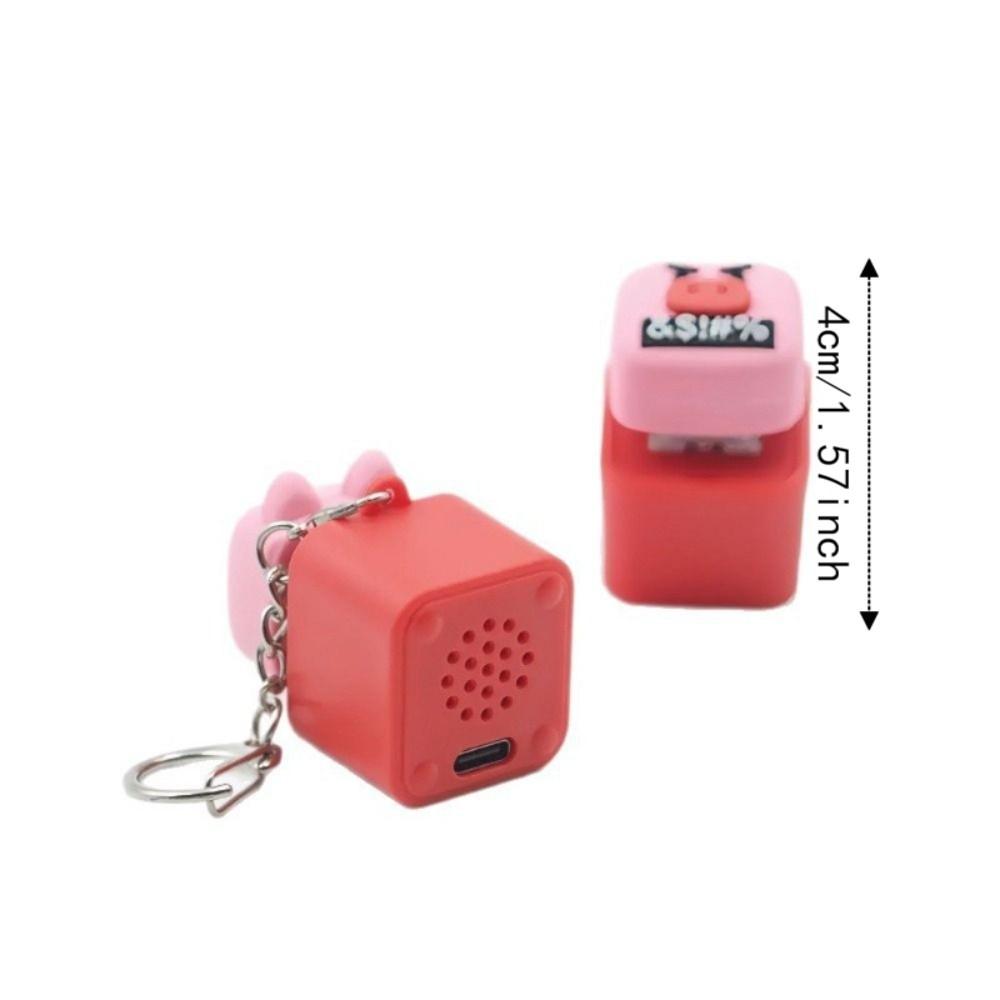 Muffler Sound Pink Pig Button Keychain Swear Sound Fidget Clicker Keychain Office Use