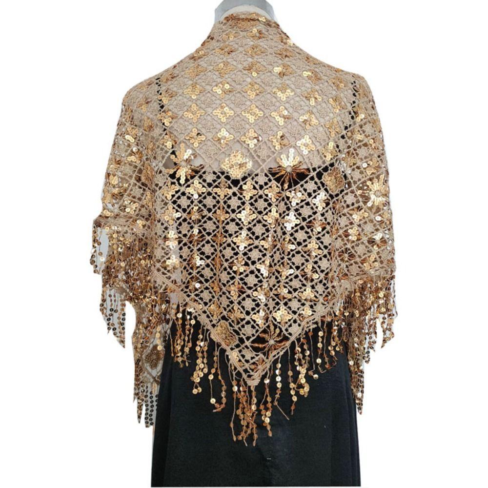 Sequins Triangle Shawl Capes Belly Dancing Scarf Shiny Sequins Tassel Shawls  Belly Dancing Belt