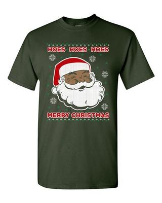 Hoes Hoes Hoes Merry Christmas Santa Ugly Xmas Funny Adult DT T-Shirt Tee Unisex T-Shirt