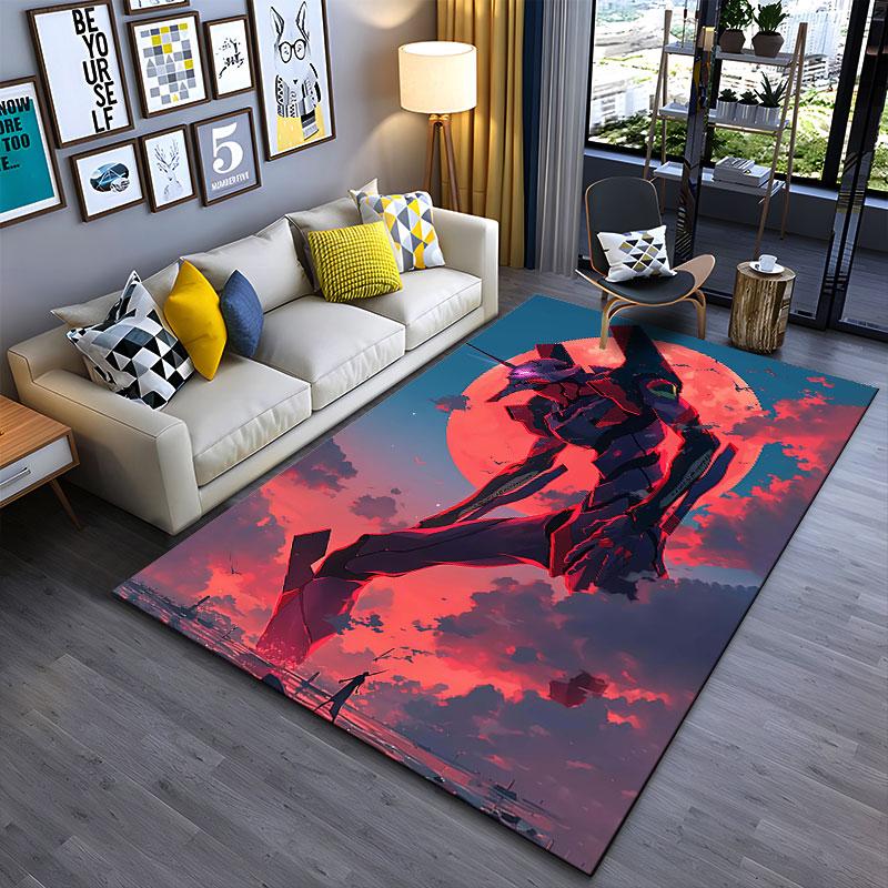Giant Robot Under Red Moon suitable as a non-slip mat for the living room or bedroom sofa