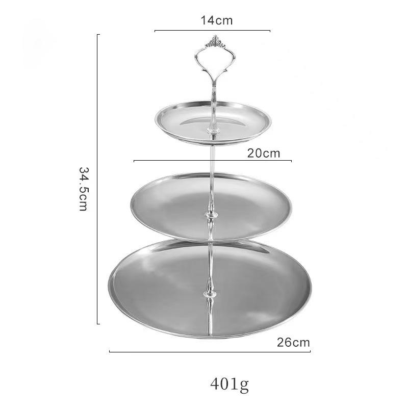 Three Layer Stainless Steel Cake Tray Cake Snack Plate Birthday Wedding Party Dessert Stand Table Dessert Display Stan