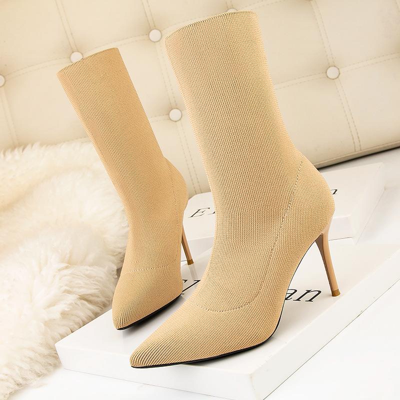 Sexy Sock Boots Knitting Stretch Boots High Heels For Women Fashion Shoes 2022 Spring Autumn Ankle Boots Booties Female999