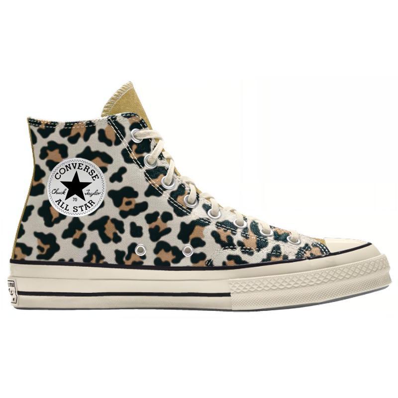 Converse 1970s Comfortable and Versatile High-Top Canvas Shoes for Both Men and Women Leopard Print Black