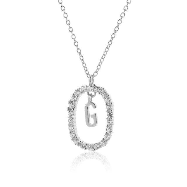 Sterling Color Gold Tone 26 Letters Z Alphabet Initial Long Chain Necklaces Ovals High End Jewelry Crystal Stone Cubic Zircon ChokerLuxury