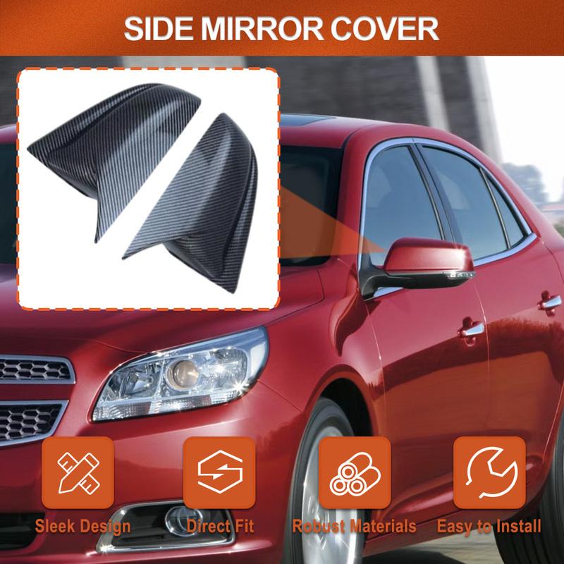 2PCS Car Side Rearview Mirror Covers Caps Trim ABS Carbon Fiber Black for Chevrolet Malibu 2012 2013 2014 2015 US version
