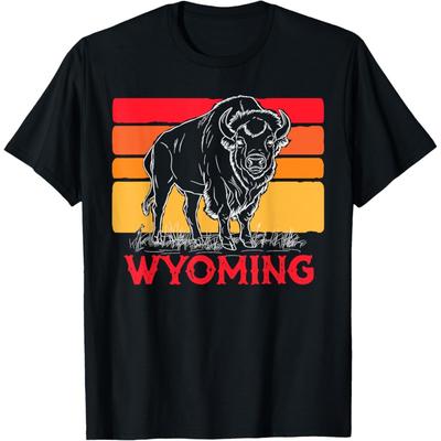 Футболка Wyoming Bison Retro 80-х годов Американский Бизон Приключение на Открытом Воздухе