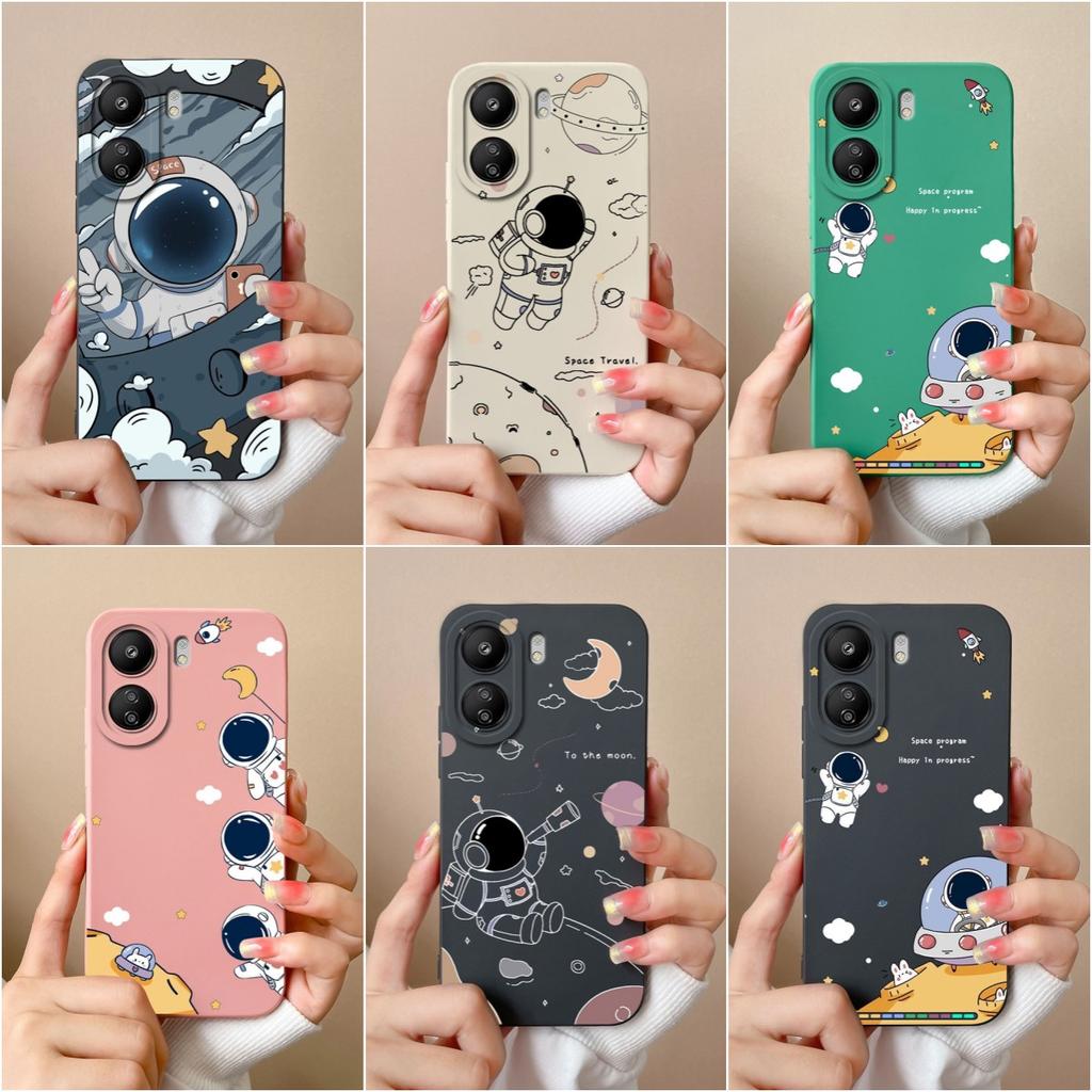 Для Xiaomi Redmi K70 Pro K70E 13C Note 13 Pro + K60 Ultra 13R задняя крышка Роскошный матовый жидкий силикон противоударный защитный бампер для астронавта