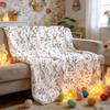 130*150cm Easter Flannel Bunny And Flower Digital Print Blanket, Bed Blanket, Small Dispenser