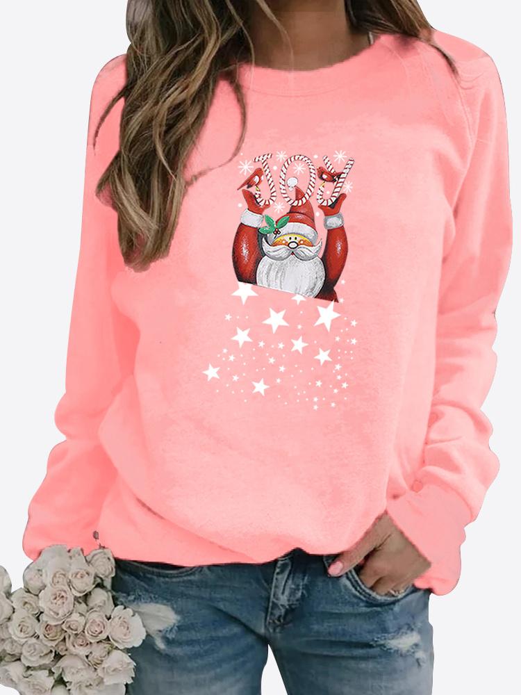 Зимняя повседневная женская толстовка со снежинками и буквенным принтом, круглым вырезом и длинными рукавами, свободная женская футболка с рисунком, блузка размера плюс