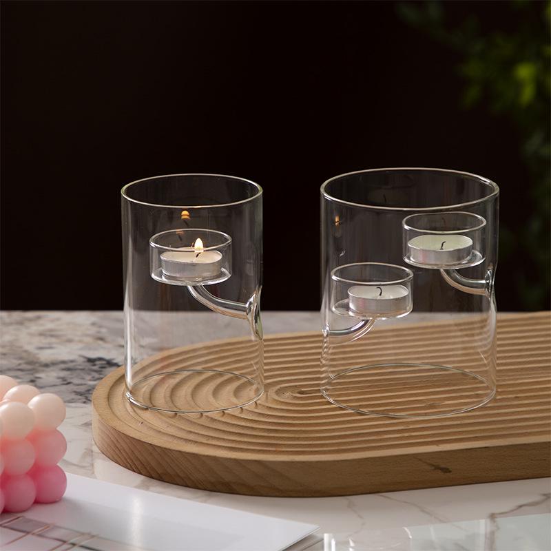 European Cylinder Hurricane Glass Oil Lamp Candle Holder - Windproof Home Decoration and Candlelight Dinner Gift.