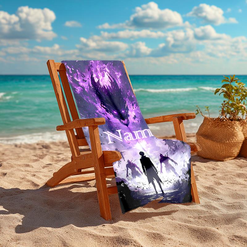 Personalized customized proof beach towel with Solo Leveling pattern - soft, absorbent,quick-drying,perfect swimming,camping&bathing
