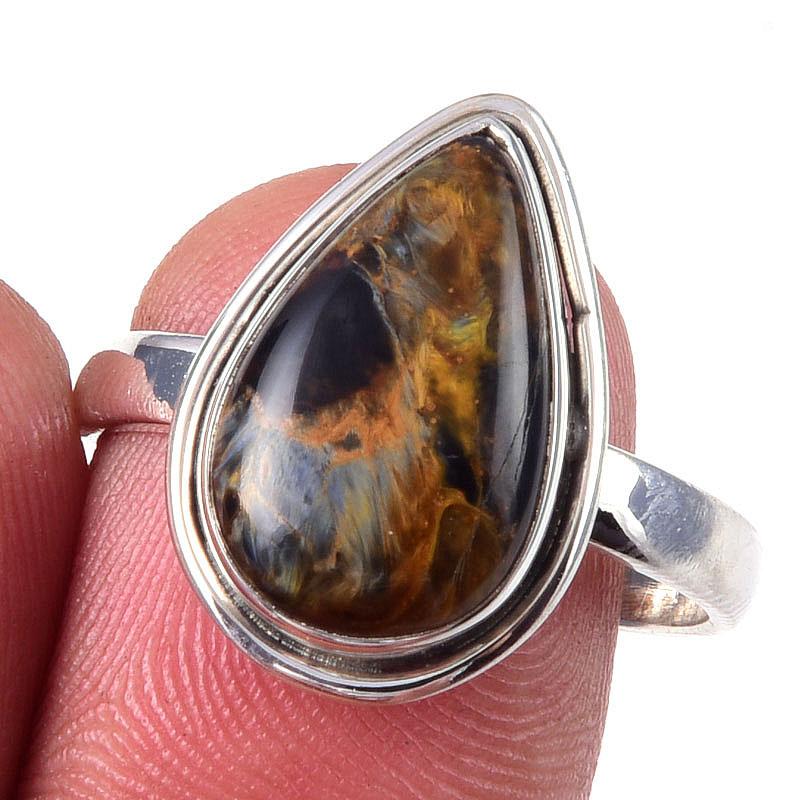 Natural Pietersite Gemstone Handmade 925 Solid Sterling Silver Ring Size 9 q3K04