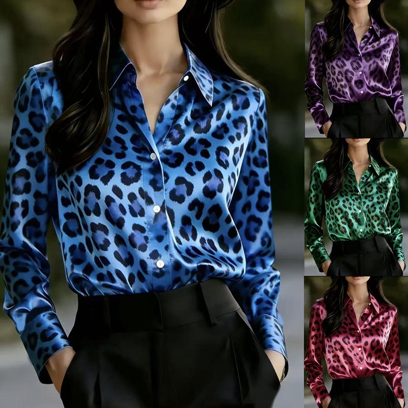 2026 Модная женская повседневная рубашка с леопардовым принтом в европейском и американском стиле - Коллекция Весна/Осень