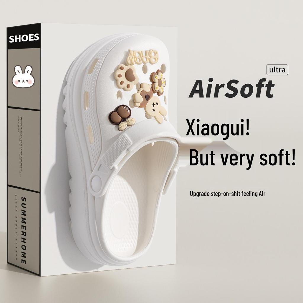 Женские черные нескользящие пляжные клоги на толстой подошве 2025 года для комфортной летней носки