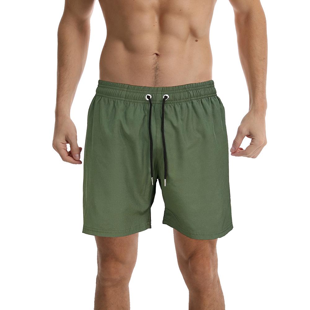 Men's Quick-Dry Stretch Casual Sport Shorts - Solid Color, Summer 2025, Four-Way Stretch, Beach-Ready, Loose Fit