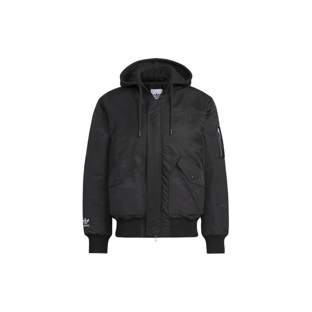 Adidas Куртка на молнии с капюшоном с принтом Originals, топы унисекс, черный IX4232