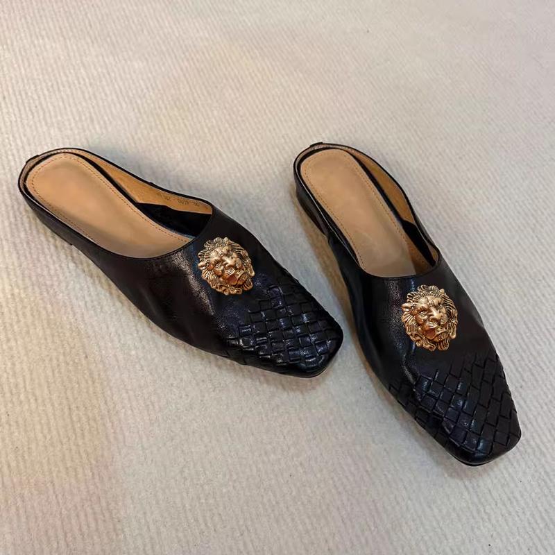 Овечья шкура версия французской ретро плетеной повязки на голову полутапочки модная и ленивая женщина можно носить на улице одной ногой