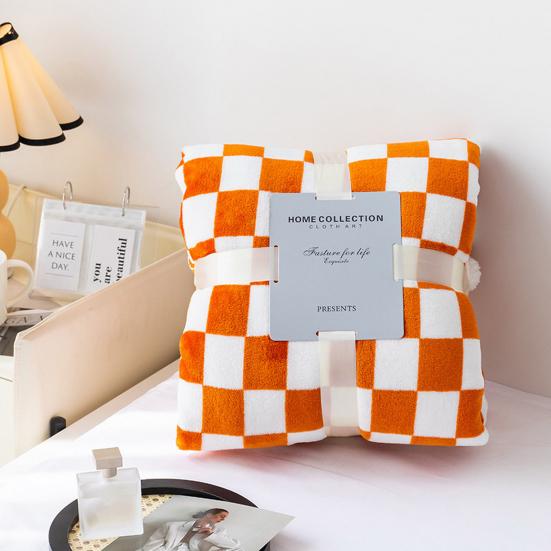 Throw Blanket Checkerboard Design Coldproof Polyester Bedroom Bed Winter Warm Flannel Blanket