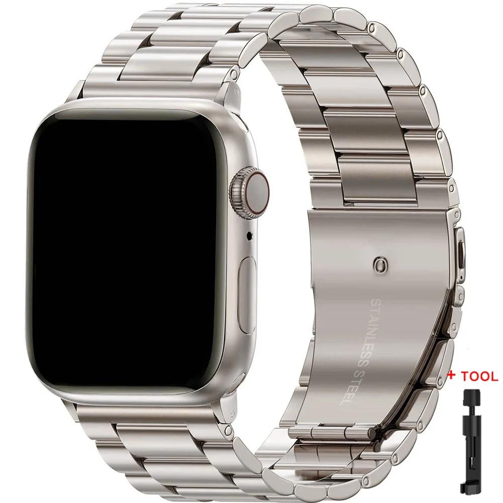 Ремешок из нержавеющей стали для Apple Watch S11 10 46мм 42мм Ultra 3 49мм 45мм 41мм 44мм Металлический ремешок для IWatch Серии 9 8 7 SE 6 5 4 3