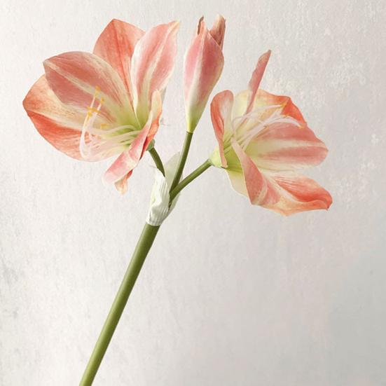 22-дюймовый букет искусственного амариллиса с эффектом Real Touch, длинностебельный, из искусственного шелка, с 2 полностью раскрывшимися цветками и 1 бутоном, для вазы в доме, офисе, цветочных композиций