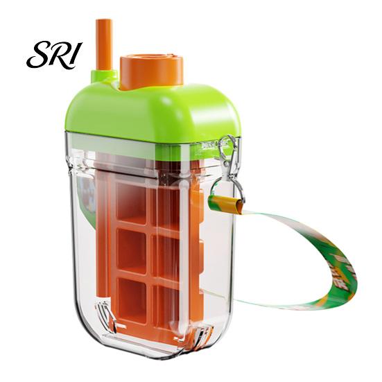 Odor-proof Ice Mold 2-in-1 Cube Maker & Water Bottle with Straw, Press-Release Silicone Tray for Freezer Freezer, Leak-Proof Portable Cup Gym Travel,