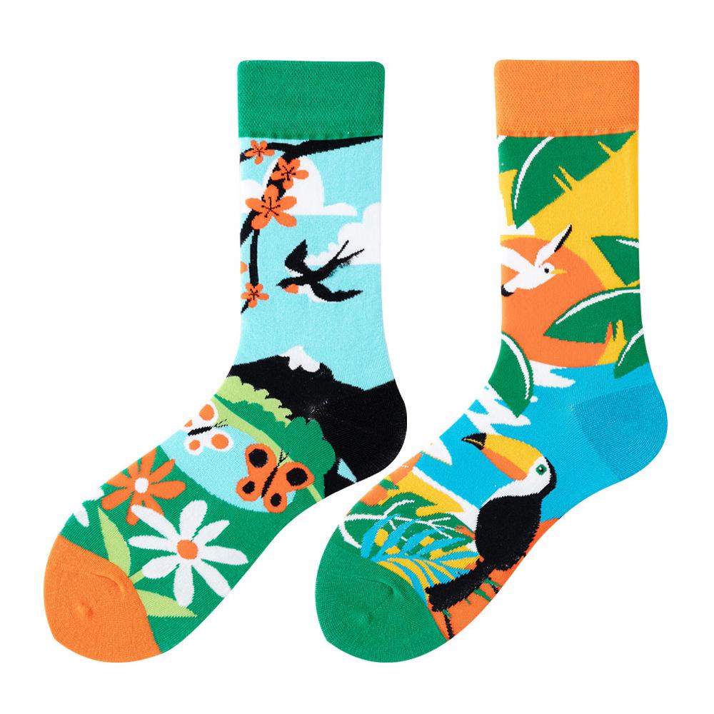 Asymmetric Colorful Christmas Cotton Socks for Couples