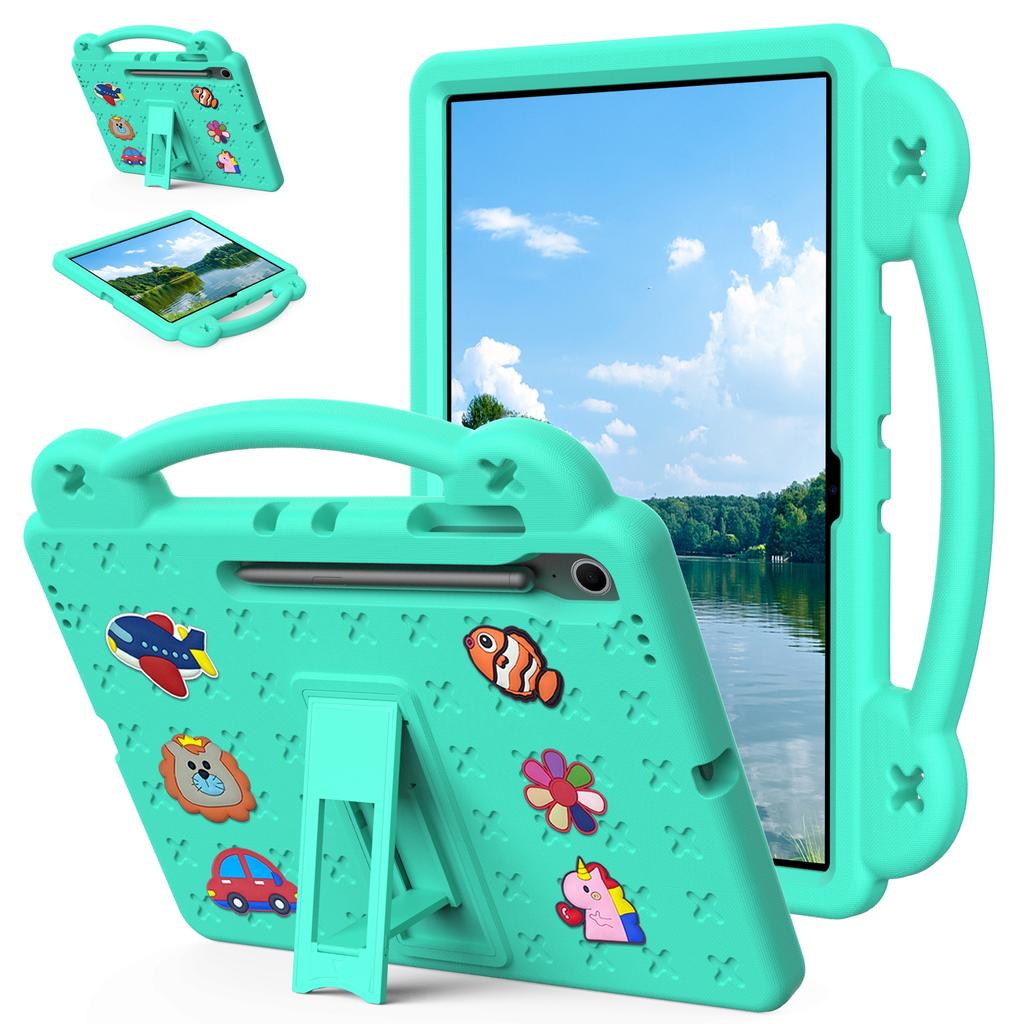 For Samsung Galaxy Tab S10 FE+ Case Kids Cartoon Patterns Hand Grip Kickstand Tablet EVA Cover