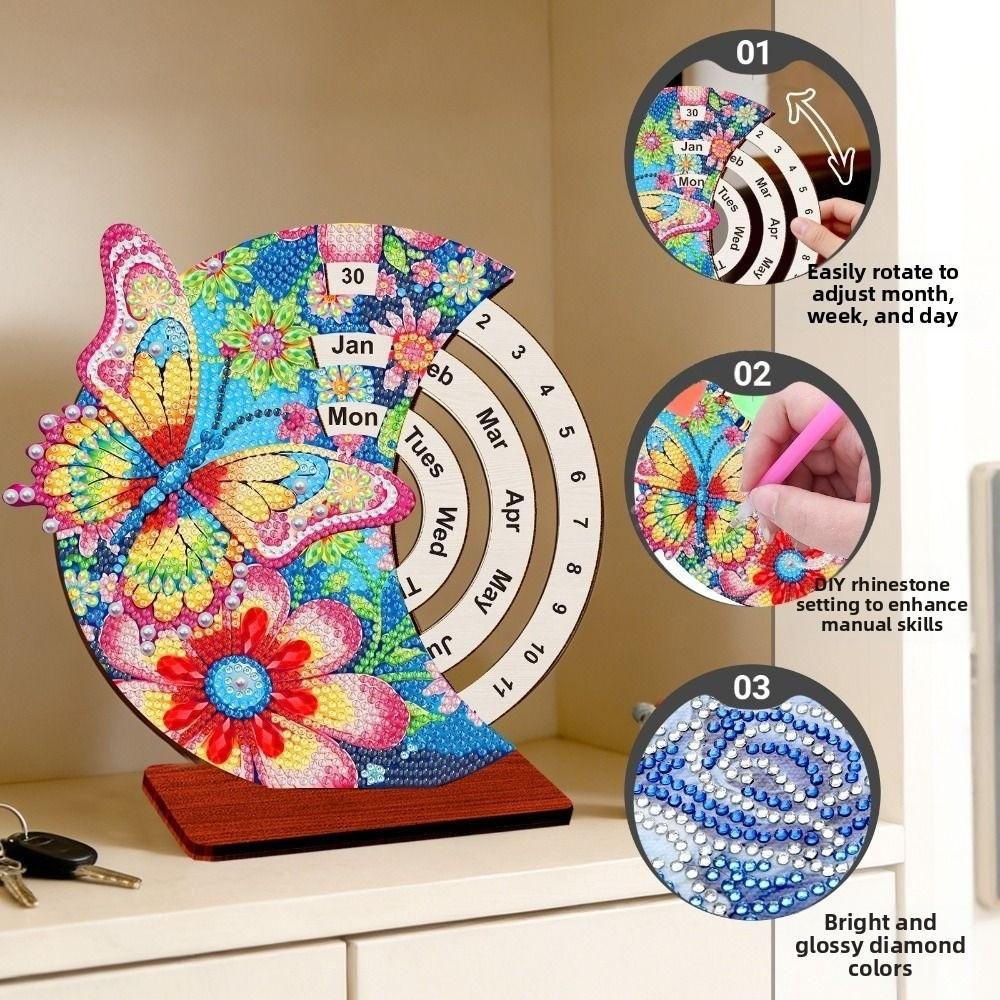 Wooden Diamond Art Perpetual Calendar Kits DIY Diamond Painting Calendar  For Adults