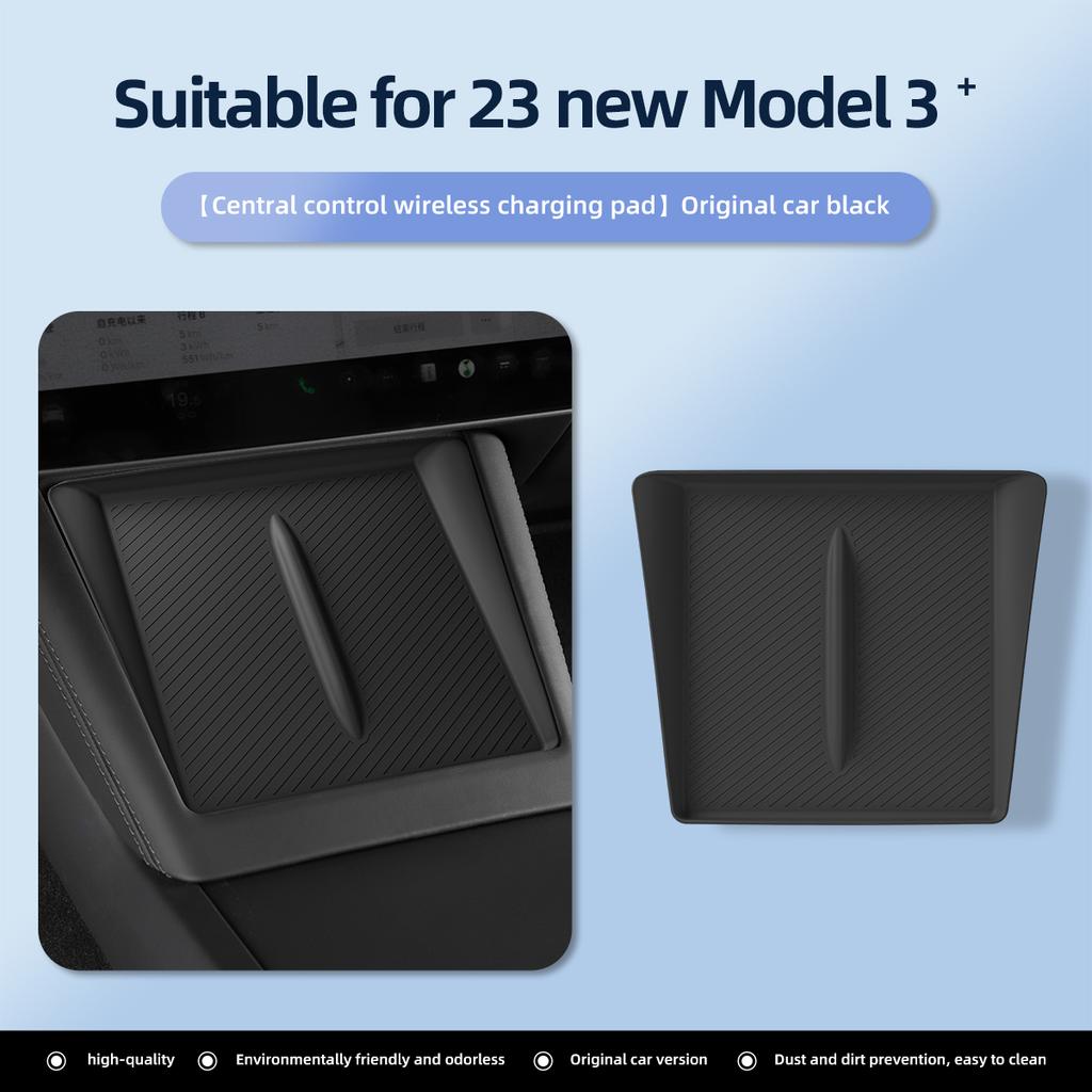 LUCKEASY for Tesla Model 3 Highland 2024 Wireless Charging Pad Central Control Armrest Box Non-slip Storage Mat 2023 Accessories