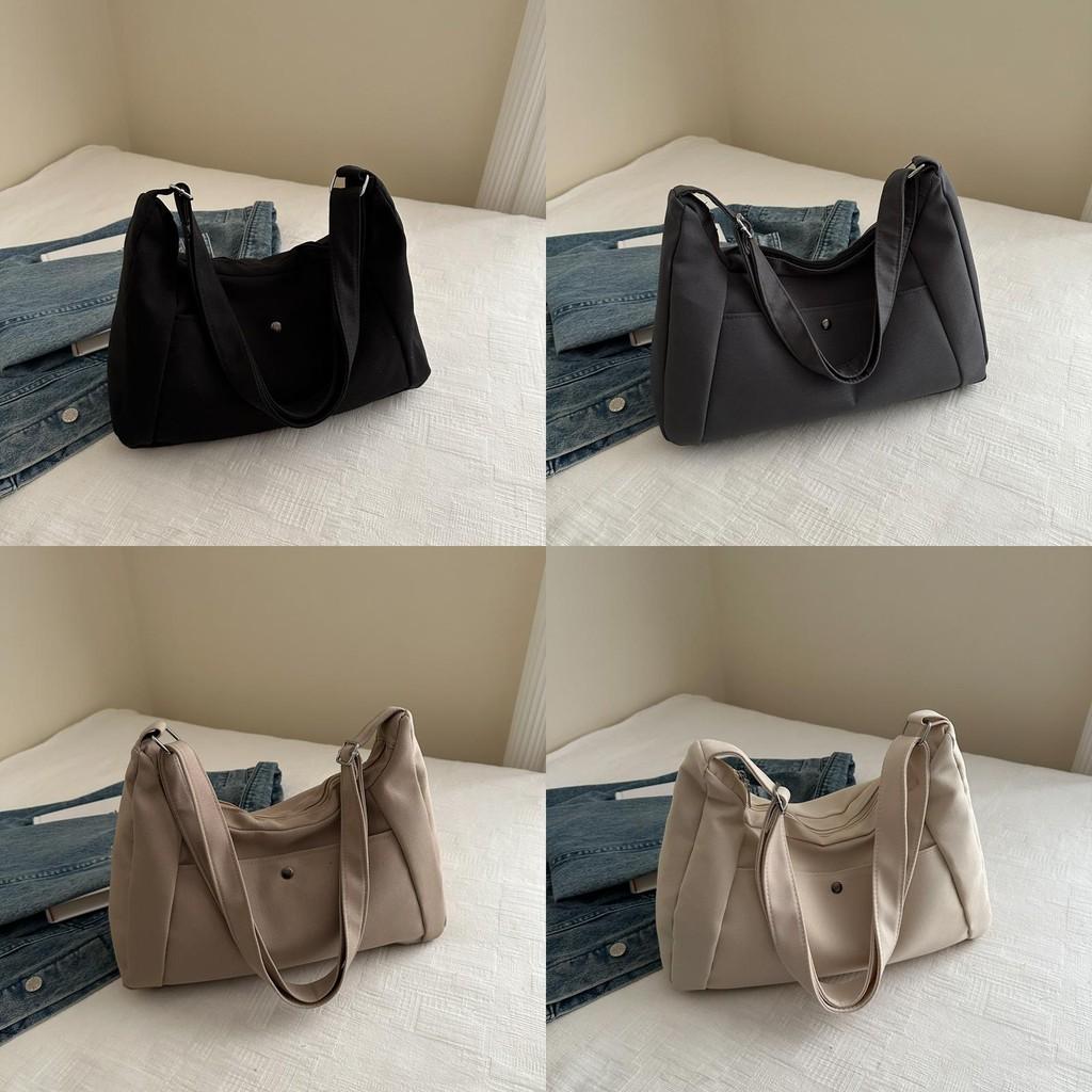 Chic And Spacious Black Canvas Tote Bag For Daily Commute And School
