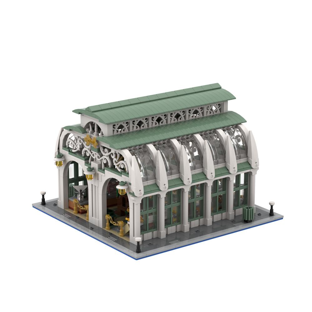 Gobricks MOC Музей Рыночный зал Кубики Модель Рыночный дом Внутренний рынок Mercado Roma Строительные кубики Игрушки Подарок