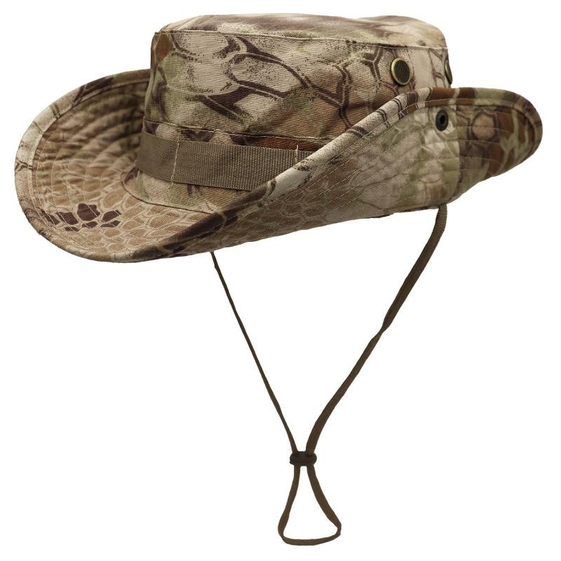 Jungle Camouflage Sun Protection Benny Hat Sniper Flat Top Bucket Hat Outdoor Sports Tactical Military Fan Hat