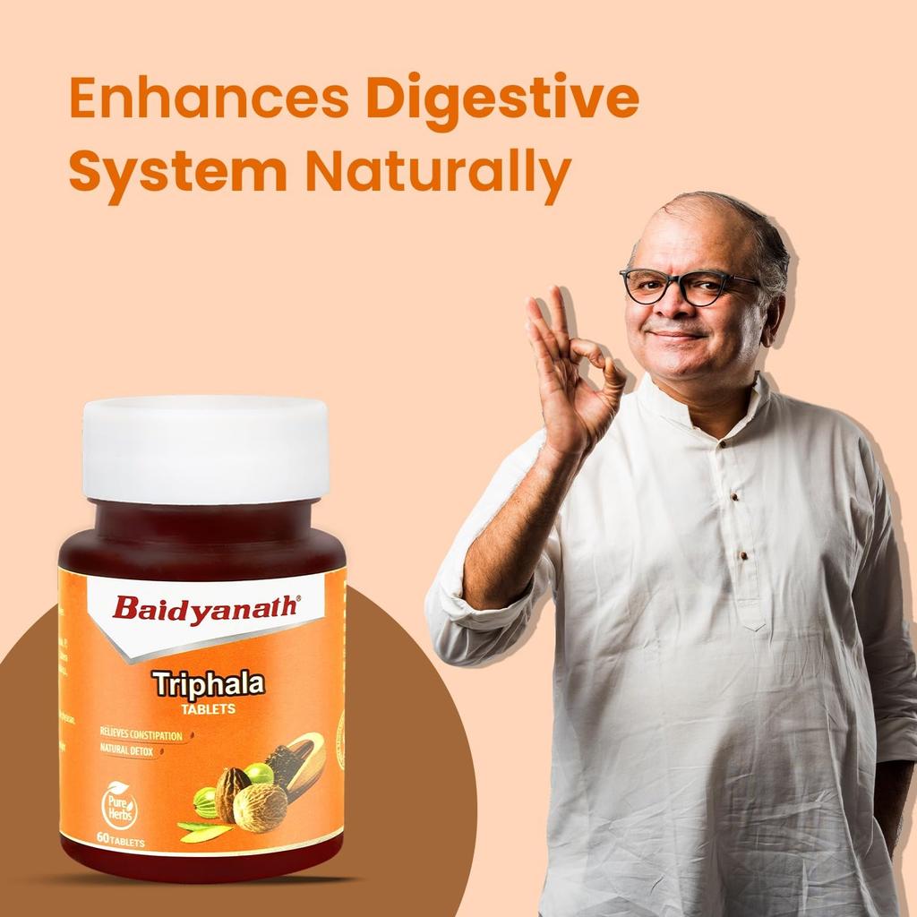 Baidyanath Triphala Tablets Pack Of 2 (60 Tablets Each) | Supports Healthy Digestion | Promotes Bowel Wellness And Natural Detox For Daily Cleansing