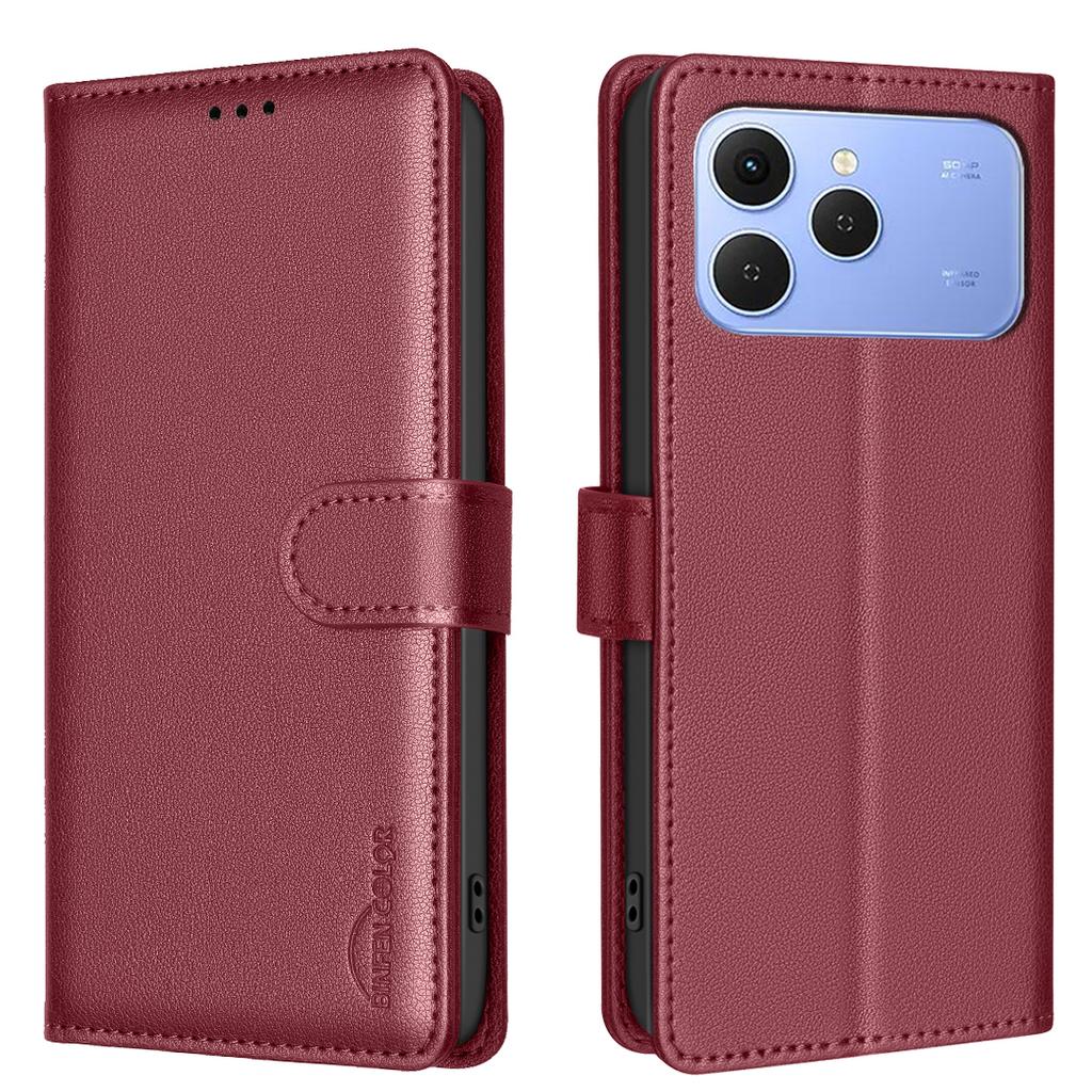 For TECNO Spark 40 4G Leather Case BINFEN COLOR BF32 Wallet RFID Blocking Phone Cover