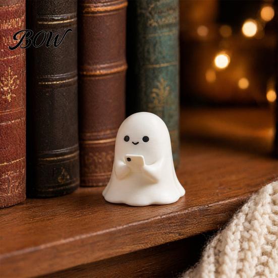 Cute Ghost Table Decor 3D Printed Halloween Figurine, Spooky Resin Statue, Funny Desktop Tray Reading Figurine Decor, Tabletop Centerpiece for