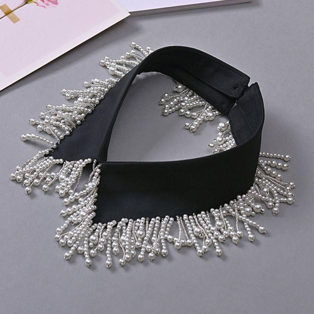 Shirt Detachable Collar Neckline White Black False Collar Fashion Pearl Fake Collar Women