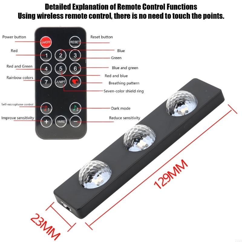 Pack of 4 Energy Saving LED Lights for Automobiles Sound Activated Color Modes Universal Fit Simple Attachment 72XB