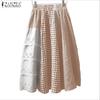 ZANZEA Женские повседневные кружевные вязаные лоскутные свободные клетчатые юбки