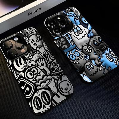 Чехол для телефона iPhone 15 16 Pro Max 11 13 Pro 14 Plus 12 11Pro 15Pro Max 16e Защитная крышка Fundas Супер Крутой Черный Граффити