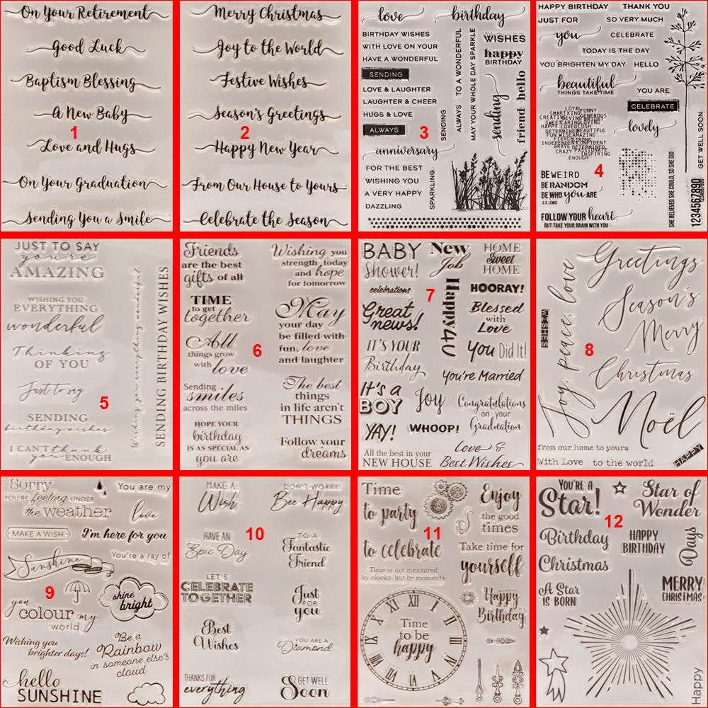 Christmas Birthday Greeting Transparent Silicone Clear Stamps DIY Scrapbooking Album Paper Card Best Wishes Word Letter